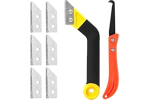 OUZHOU Grout Removal Tool, Grout Scraping Rake Tool, Grout Saw Knife with 6 Pieces Extra Replacement Accessories, Tile Grout Hand Saw Angled Grout Clean Remover for Tile Cleaning