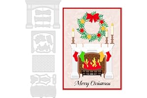 GLOBLELAND 4Pcs Christmas Fireplace Cutting Dies Metal Xmas Warm Fireside Die Cuts Embossing Stencils Template for Paper Card Making Decoration DIY Scrapbooking Album Craft Decor
