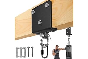 Kipika Punching Bag Hanger - Heavy Bracket 180° Swivel I-Beam Mount with Ceiling Installation Thick Hardware, Hooks for Boxing, Aerial Yoga, and Home Gym