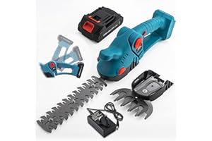 CHANGE MOORE CHANGEMOORE 21V Cordless Hedge Trimmer & Grass Shears - 1300rpm Cordless Grass Trimmer with 2.5Ah Battery, 2 in 1 Electric Hedge Trimmer Garden Shears, Adjustable Head for Easy Garden & Lawn Edging
