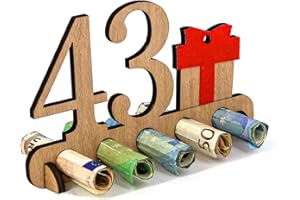 Giftota Regalo de Madera para 43 Cumpleaños - Libro de Visitas de Letrero de Madera de 43 Años para Hombres y Mujeres - Regalo de Dinero de Madera - Decoración de Madera para Amigos y Familiares