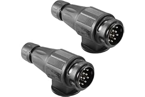 DARKGUARD 13pin Trailer Plug 12v,2Pieces 13 Pin Trailer Plug Waterproof ISO1724, 7 pin Trailer Adapter,13 pin Trailer Connector,7pin Towing Plug, Caravan MalePlug for Van Camion RV Towbar(DG13P-2)