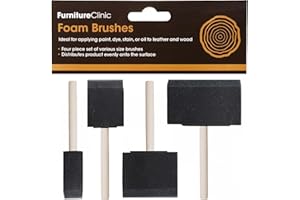 FURNITURE CLINIC Pędzle piankowe do nakładania barwnika, farby, plam, lakieru i oleju na drewnie. Zestaw czteroczęściowy.