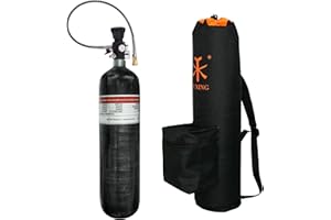 ‎TUXING TUXING 3L 4500psi Carbon Fiber Air Tank (Leere Flasche) Paintball-Füllstation mit Zwei Manometern und 24-Zoll-Hochdruckschlauch, Tasche