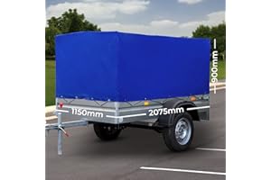 VENDOMNIA Anhängerplane - 2 Reißverschlüsse, 20 Ösen, 2075 x 1150 x 900 mm, wasserdicht, Blau - Hochplane, Abdeckplane, Abdeckung, Gewebeplane, Plane für PKW Anhänger, Autoanhänger