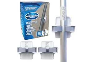TDBS THE DUSTPAN AND BRUSH STORE Mop & Broom Holder for Easy Storage of Mops, Broom, Dustpans and Tools - Broom Holder Wall Mounted Gripper - Perfect to Use on Cupboards, Bathroom, Sheds and Garage