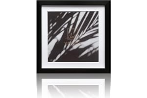 VUVUZULA Square Picture Frames 10x10 Inch Black Photo Frame with Mount for 8x8 Inch Photo with Real Glass for Wall