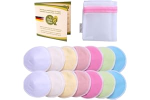 Baby Bliss Bambus Stilleinlagen, Waschbar (14er-Pack), Konturiert, Ultra-Saugstark, Auslaufsicher, Extra-Weich, Dezent, Langlebig (Mehrfarbig, 12cm)