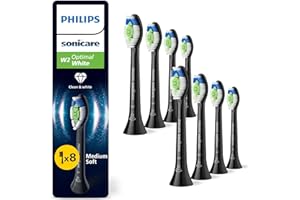 Philips Sonicare W2 Optimal White, oryginalne wymienne główki szczoteczki, kolor czarny, 8 sztuk w opakowaniu, HX6068/88, Nowy