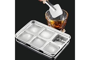 LIFEDYLUK Cubiteras Para Hielo de Acero Inoxidable, Cubiteras Para Hielo con Tapa, Moldes de Bandeja Para Cubitos de Hielo Para Cócteles, Congeladores, Whisky, Chocolate, Vino, Cerveza