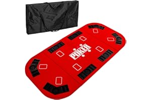 GAMES PLANET Support de Poker Pliable Straight pour jusqu'à 8 Joueurs, Dimensions 160x80 cm, Plateau MDF, 8 Porte-Boissons, 8 chiptrays