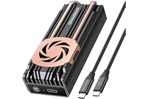 GRAUGEAR External USB 4.0 Aluminum Enclosure 40Gbps Enclosure for M.2 NVMe 2280 SSD, M-Key, Copper Heatpipe, Quiet Fan, USB-C 40Gbps Cable