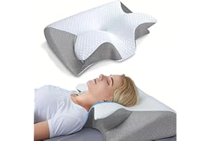 SANTUO Pillowdaddy Pillow Daddy Das Nacken - Therapiekissen Ergonomisches Memory Foam Kissen – Nackenstützkissen für Seiten, Rücken & Bauchschläfer,Grau-Kissen + Kissenbezug