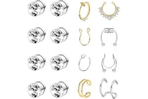 Morfetto 16 Uds Anillo de Nariz Falso Aro de Nariz Falso Anillo de Nariz Falso Perno Prisionero Piercing de Nariz Falso Pendientes Falsos para Mujeres y Hombres