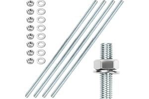 STURIZ 4 Stück Gewindestange M10 Gewindestangen M10 X 300mm Gewindestab Gewindebolzen Verzinkter Stahl Gewindestifte Blaues Zink Gewindestäbe mit 8pcs Sechskantmutter und 8pcs Unterlegscheiben
