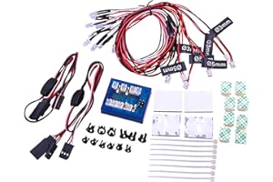WANGCL Kit de Feux de Voiture Rc 12 LED Assembler Le kit de système d'éclairage Simulation de Feux Clignotants Kit de système d'éclairage de Frein de Direction pour Rc Car1/10 RC Car/Camion/Crawler