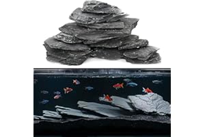 Unocho Piedra de Pizarra Natural de 2 a 8 Pulgadas, Piedra Neutra, Rocas Jardines en Miniatura y de Hadas, Aquascaping en Acuarios, Recintos para Reptiles y Modelismo Ferroviario - 20 lbs