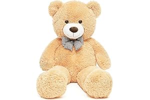 SNOWOLF Ours en Peluche Géant XXL avec Noeud (Marron Clair)