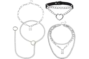 MILAKOO Link Chains Necklace for Women Clavicle Choker with Heart Pendant Charms Gothic Punk Jewerly