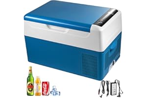 VEVOR Glacière Portable Électrique 12/24V Réfrigérateur Portable Automobile, Mini Frigo de Voiture Électrique avec Batterie de Voiture à 3 Niveaux Double Mode avec Panneau de Commande LCD