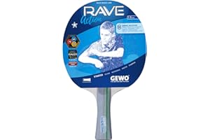 GEWO Rave Action Table Tennis Bat - Controlled Beginner Table Tennis Bat - Complete Bat with Raver Roading, High Control and Speed, Conave, 1.5 mm Thick Sponge, Light Grey