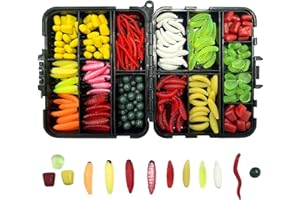 JSHANMEI 220PCS/Box Carp Fishing Tackle Box Artificial Plastic Fake Baits Sweetcorn/Beads/Worm Lures Imitation Baits Carp Fishing Gear Kit