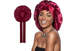 YueJieSelected Seidenhaube zum Schlafen Lange Haare,Silk Bonnet Sleep Cap,Schlafhaube Seide,Satin Haarhaube für Die Nacht,Schlafhaube Haare Schützen CapSeidenhaube zum Schlafen (1 leichtes Pulver)