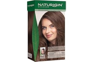 NATURIGIN Light Ash Brown Hair Dye 5.2 | Permanent Hair Colour with Natural Ingredients | Ammonia Free | 100% Grey Coverage | Vegan | Cool Ash Brown Colour | Silky-Soft Finish