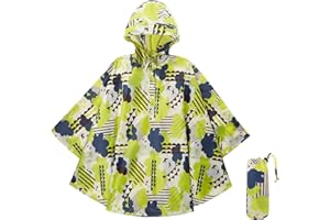 KAKU NANU Mantellina Pioggia Bambino Bambina 3-14 Anni con Cappuccio Poncho Antipioggia Tascabile con Custodia Rosso Giallo Blu Rosa