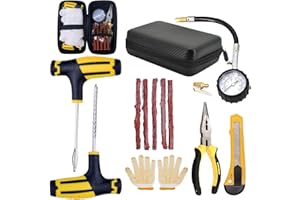 MIGIFTDY 8-częściowy zestaw do naprawy opon samochodowych, do naprawy opon samochodowych, przenośnych bezdętkowych samochodów, motocykli, ciężarówek, traktorów, samochodów terenowych, motocykli