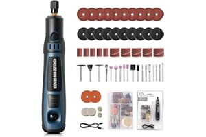 XTVTX Elektrischer Gravierstift mit 50 Bits, 3-Gang Einstellbar Bis Zu 15.000 U/min, Wiederaufladbare USB-Akku Gravierstift für Schmuck, Holz, Glas, Metall & Keramik, Tragbarer DIY-Rotationsgravierer