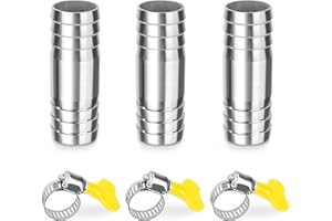 ELEGRIP Raccordo per Tubo Dritto in Acciaio Inox, 3 Pezzi 22mm Barb Raccordi Connettori per Tubi con Fascette, 2 Vie a Forma di I Raccordo Portagomma Adattatore per Tubo Acqua, Aria
