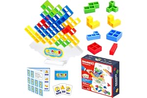 Giugio Tetra Tower Spiel, 64 pcs Tetris Balance, Kreatives Stapelspiel, Lustige stapelspiel Spielzeug Tower Game für Kinder Erwachsene, Stapelblöcke Balancing Spiel für Jungen Mädchen ab Jahre 5+
