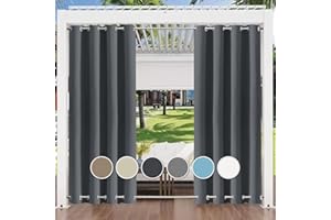 ‎AIYAOO Outdoor Vorhang Wetterfest mit Ösen Oben und Unten (Viele Höhen & Breiten Zur Auswahl) Sichtschutz Terrasse Sonnenschutz für Balkon Veranda Pergola Gartenlaube,B90xH200cm (1 Stück) Anthrazit
