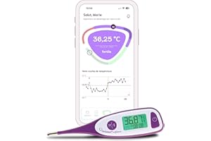 Cyclotest MySense - Thermomètre Basal connecté avec application Gratuite - Connexion bluetooth - Transfert température automatique - Suivi de cycle facile - Haute précision de mesure