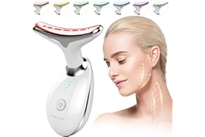 ANLAN Massaggiatore Antirughe Viso EMS Lifting del Collo, Impacco Caldo a 45°Temperatura Costante, Lampada Di Bellezza A 7 Colori