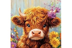 HKLIOPU Diamond Painting Kits for Adults Kids,Cow Full Drill Diamond Art, Animal 5D Diamond Art Kit for Home Wall Decor,30x30cm