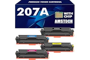AMSTECH 207A 207X M283fdw Toner Cartridge With Chip Multipack for HP Color LaserJet Pro MFP M283fdw M255dw M283fdn M282nw M255nw W2210A W2211A W2212A W2213A Ink - Black Cyan Yellow Magenta
