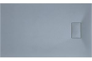 LANERI Piatto Doccia H.2,6 cm In Vetro-resina SMC Effetto Pietra Stone Ardesia Piletta Doccia Inclusa (80x120 h 2.6cm, Grigio)