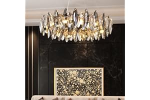 CRABOT Wohnzimmerlampe Vintage Küchenlampen Hängelampe Lampe Schlafzimmer Modern Gold Pendelleuchte Industriel Deckenleuchte Kronleuchter Kristall, 12-Flammig(Runden)