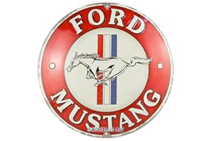 Nostalgic-Art Blaszana tabliczka w stylu retro, Ø 35 cm, Ford Mustang – 3 Stripes Red – pomysł na prezent dla fanów akcesoriów Forda, oryginalny produkt licencjonowany (OLP), z metalu, design vintage