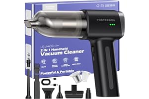 Bemkia Aspirateur Voiture Puissant sans Fil | 28000Pa Aspirateur a Main Rechargeable Mini Portable Maison Animaux (Noir)