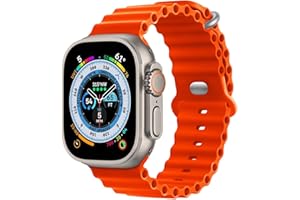 HdanMole Silicone Ocean Strap Compatible with Apple Watch Ultra 3 2 1 49mm 46mm 45mm 44mm 42mm 41mm 40mm 38mm, Soft Sport Band for iwatch Series 11 10 9 8 7 6 5 4 SE 3 2 1, Orange