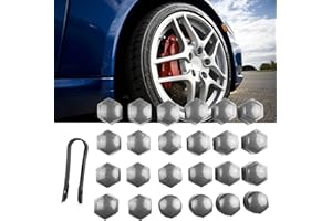 Emiif 24 Stück 22 mm Reifenmuttern-Abdeckungen für Opel Insignia Sicherungskappen, Grau