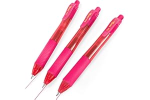 Pentel - Energel X BL107 Stylos roller à encre gel rétractable – 0,7 mm – Encre rose – Lot de 3