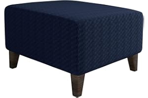 XJHKG Foot Stool Cover Rectangle, Machine Washable Stretch Jacquard Storage Ottoman Foot Rest Cover Sofa Furniture Protector Slipcover (NavyBlue,Small)