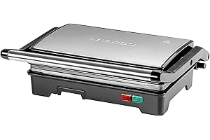 Daewoo Health Grill & Panini Press, 750W Electric Non-Stick Sandwich Maker with Floating Hinged Lid, Open Flat Grill, Drip Tray – Compact Tabletop Press for Meat, Veg & Toasties