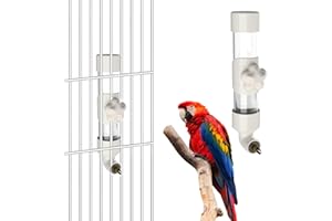 SUXGUMOE Water Dispenser for Birds, 300 ml Plastic Automatic Parrots Water Dispenser for Bird Cages, Feeder Drinking Bottle for Budgies, Cockatiels, Lovebirds (White)