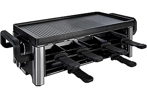 GUTFELS 13-Pfännchen-Raclette RACLETTE 4030 | Raclette Grill 8 Personen | 2100 W | Antihaftbeschichtung | Stufenlose Regulierung | Pizza-Pfännchen