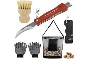 QGGTQG Cuchillo Setas, Navaja Setas con Cepillo, Acero Inoxidable para Exterior Cuchillo Plegable, Portátil kit Navajas Setas, Regalo para Recolectores de Setas, para la Recolección de Setas al Aire libre